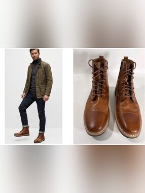 Timberland Men's Ankle Boots 10.5 Brown Leather Chukko Brogue Cap Toe Lace up